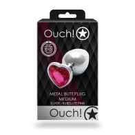 Plug Anal Corazón Gem - Mediano Plata y Rosa