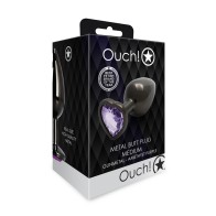 Ouch! Heart Gem Medium Butt Plug Gunmetal/Amethyst