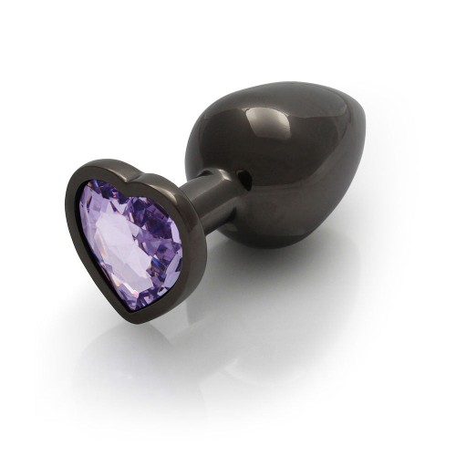 Ouch! Heart Gem Medium Butt Plug Gunmetal/Amethyst