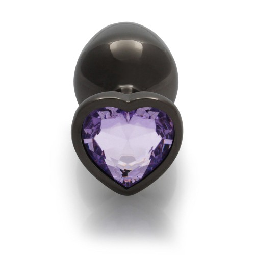 Ouch! Heart Gem Medium Butt Plug Gunmetal/Amethyst