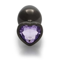 ¡Ouch! Plug Anal Gem Corazón Mediano Gunmetal/Ametista