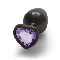 Ouch! Heart Gem Medium Butt Plug Gunmetal/Amethyst