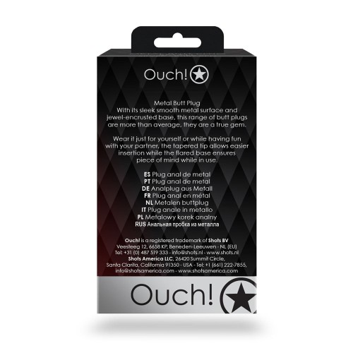 ¡Ouch! Plug Anal Gem Corazón Mediano Gunmetal/Ametista