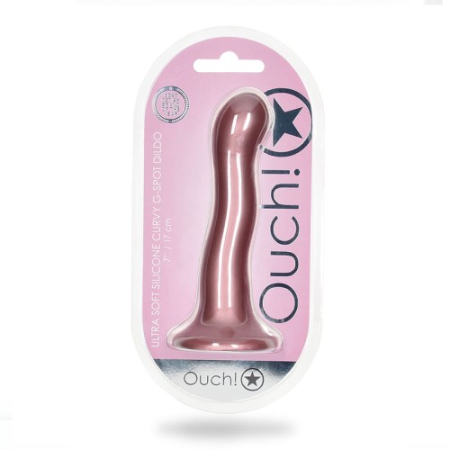 Ouch! Dildo Curvo de 7 in. para el Punto G Rosa Dorado