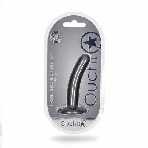 Ouch! Dildo G-Spot de Silicona Suave de 5 in - Premium Gunmetal