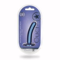 Ouch! Dildo Suave de Silicona de 5 Pulgadas para Punto G Azul Metálico