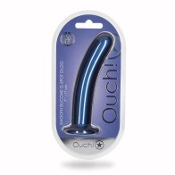 Ouch! Dildo G-Spot de Silicona Suave de 7 in. Azul Metálico