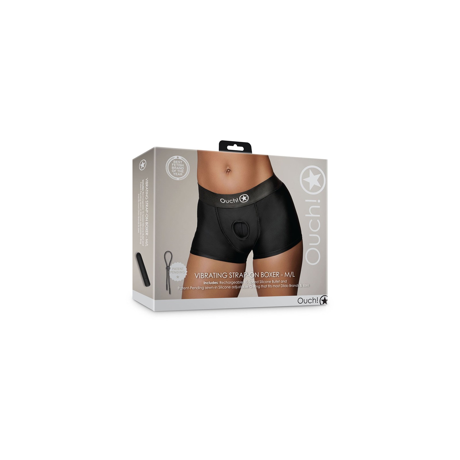 Boxer Strap-on Vibrante Ouch! Negro M/L