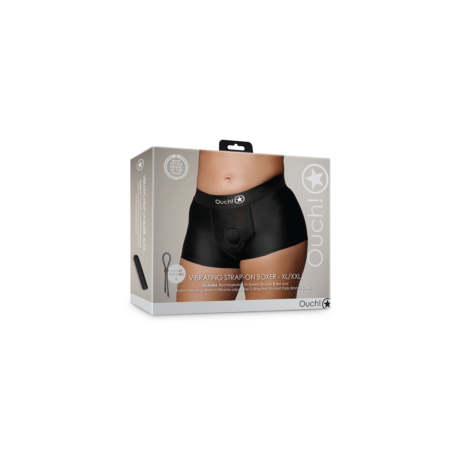 Ouch! Vibrating Strap-on Boxer Black XL/2XL