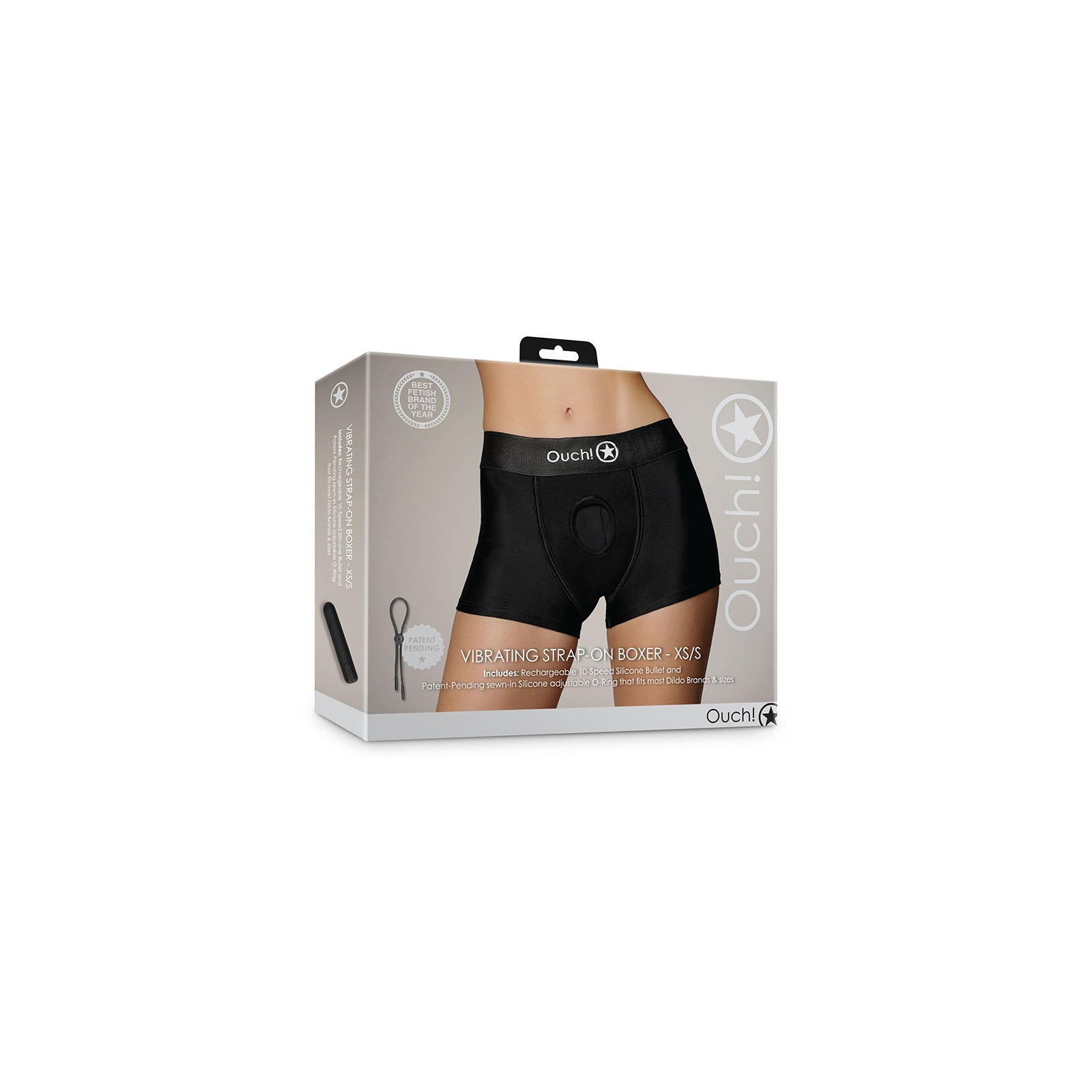 Ouch! Vibrating Strap-on Boxer Black XS/S