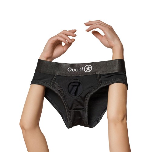 Ouch! Vibrating Strap-on High-cut Brief Black M/L