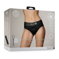 Ouch! Vibrating Strap-on High-cut Brief Black XS/S | Ultimate Pleasure