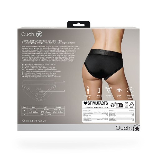 Ouch! Vibrating Strap-on High-cut Brief Black XS/S | Ultimate Pleasure