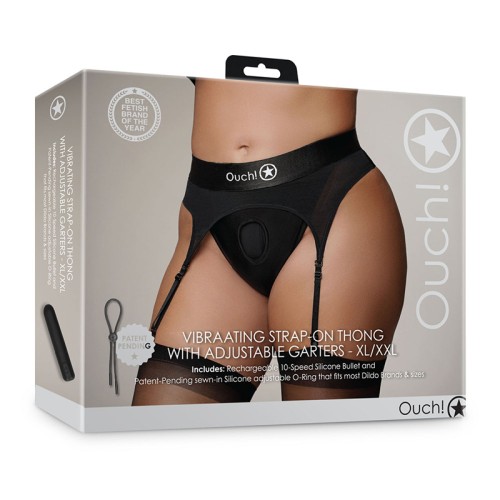 Ouch! Vibrating Strap-on Thong - Black XL/2XL