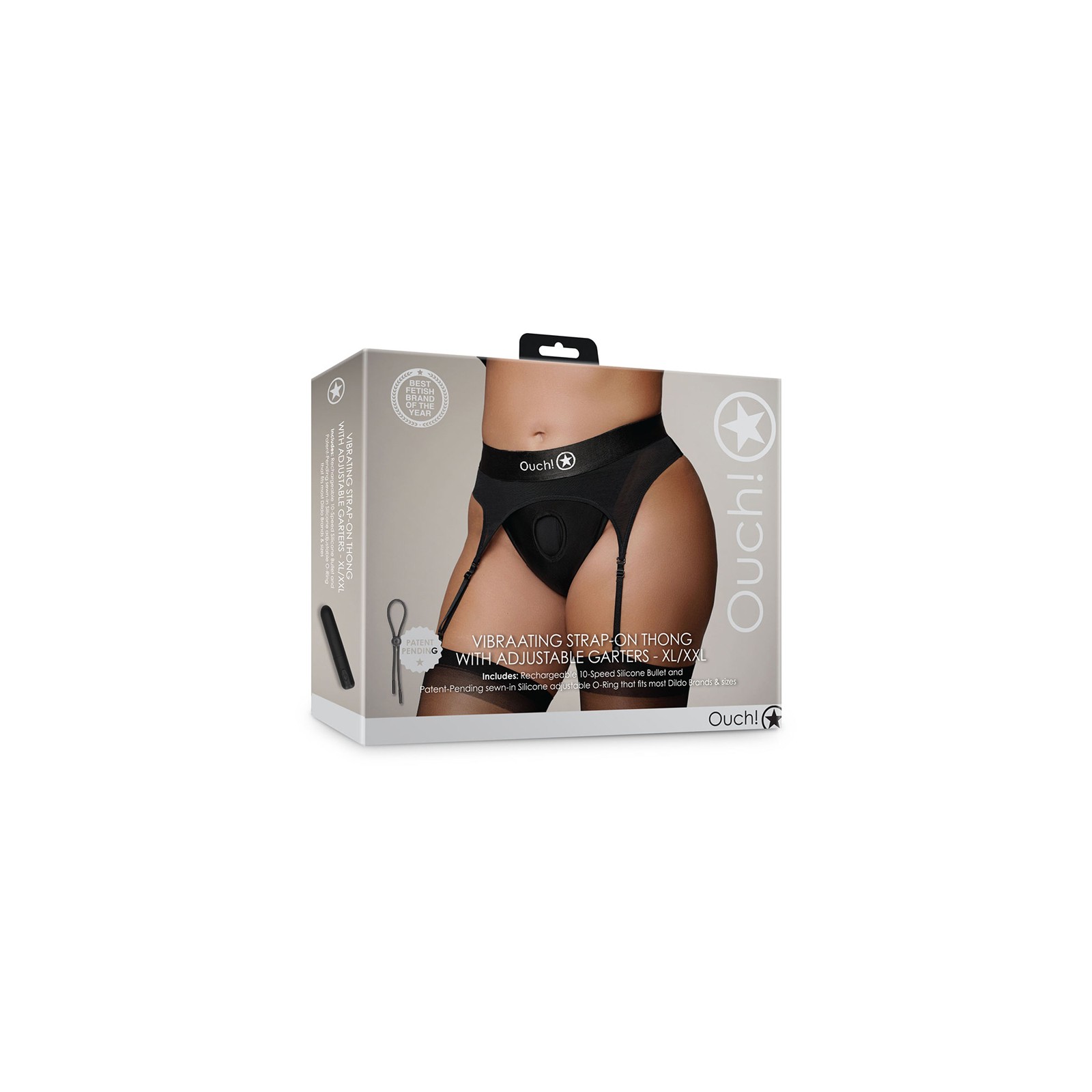 Ouch! Vibrating Strap-on Thong - Black XL/2XL