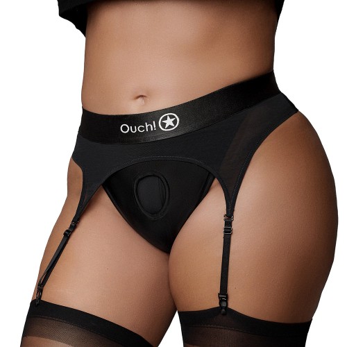 Ouch! Vibrating Strap-on Thong - Black XL/2XL