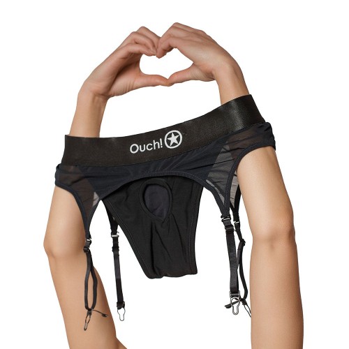 Ouch! Vibrating Strap-on Thong - Black XL/2XL