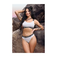 Conjunto de Top y Panty Blanco Perla Iridiscente