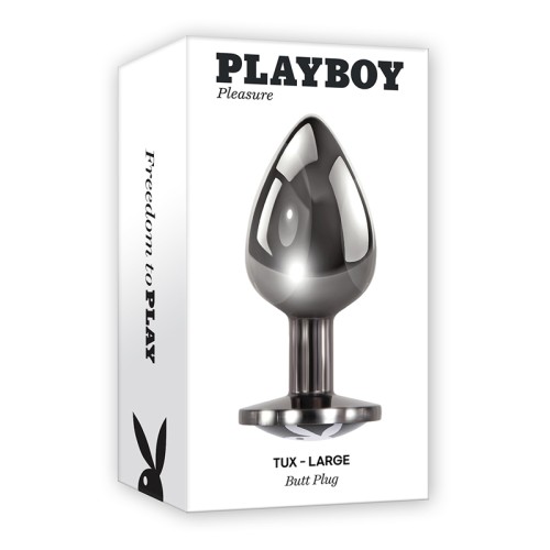 Plug Anal Metálico Grande Playboy Tux para Placer Elegante