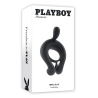 Playboy Triple Play Vibrating Cockring with Stimulator