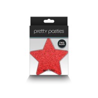 Glitter Stars Nipple Covers in Red and Silver