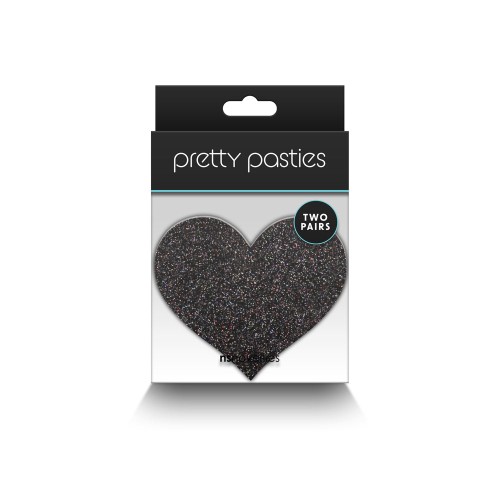 Pasties Brillantes Corazones Negro/Dorado 2 Pares