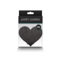 Pretty Pasties Black Gold Glitter Hearts 2 Pairs