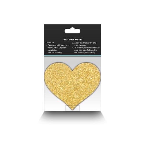 Pretty Pasties Black Gold Glitter Hearts 2 Pairs