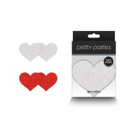 Pretty Pasties Corazones Brillantes Rojo Plata 2 Pares