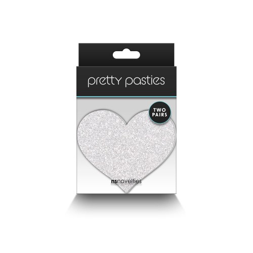 Pretty Pasties Corazones Brillantes Rojo Plata 2 Pares