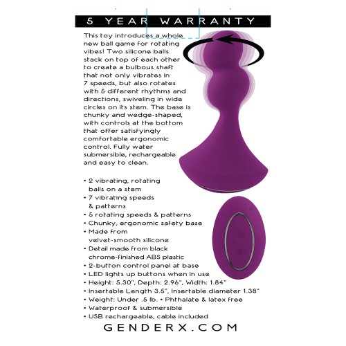 Vibrador Rotativo Recargable Gender X Ball Game para una Estimulación Suprema