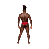 Male Power Sassy Lace Open Ring Thong Red S/M