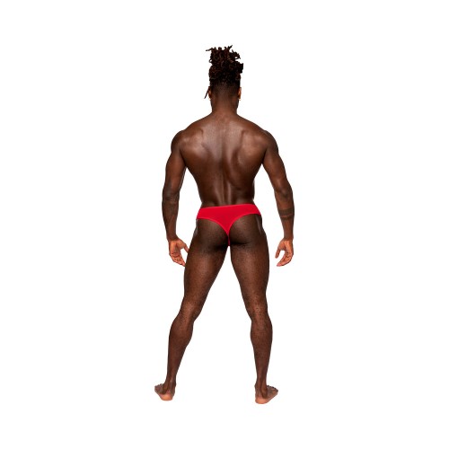 Male Power Tanga Abierto de Encaje Rojo - Talla L/XL