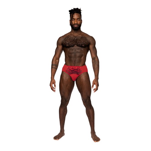 Bikini de Encaje Sassy Male Power Pouch Sólido Rojo L