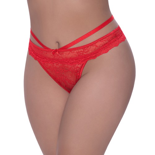 Tanga Peek-a-Boo de Encaje Rojo Ooh La