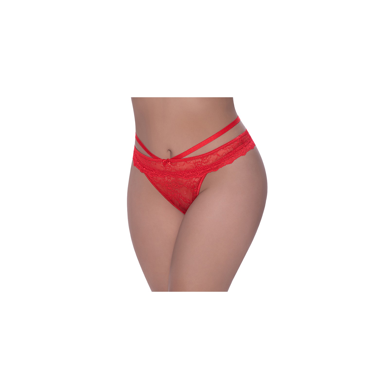 Tanga Peek-a-Boo de Encaje Rojo Ooh La