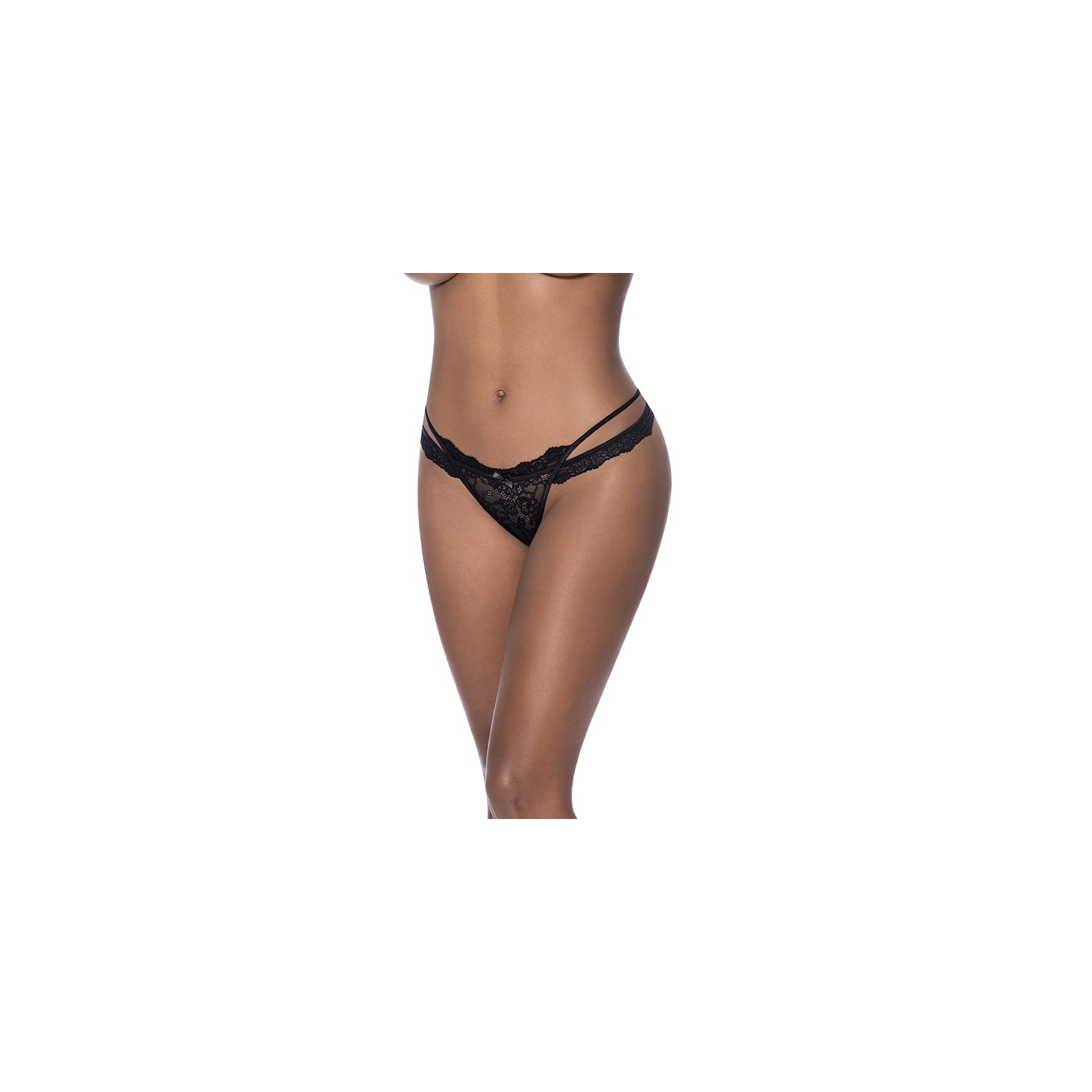 Magic Silk Crotchless Lace Tanga Black