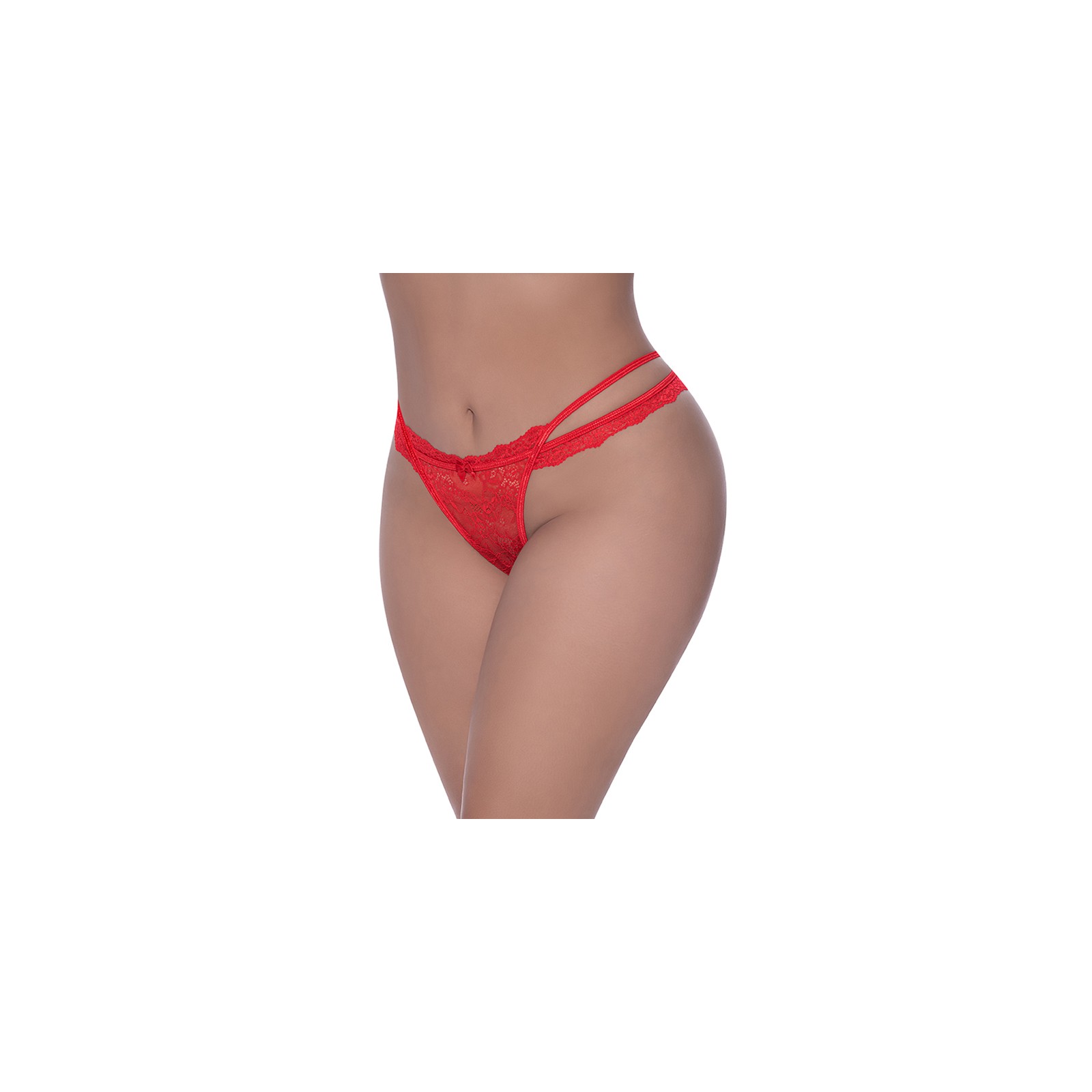 Ooh La Lace Cross Strap Crotchless Thong