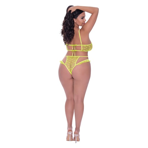 Set Sujetador Halter y Braguita Cheeky Magic Silk Love Star Neon Chartreuse