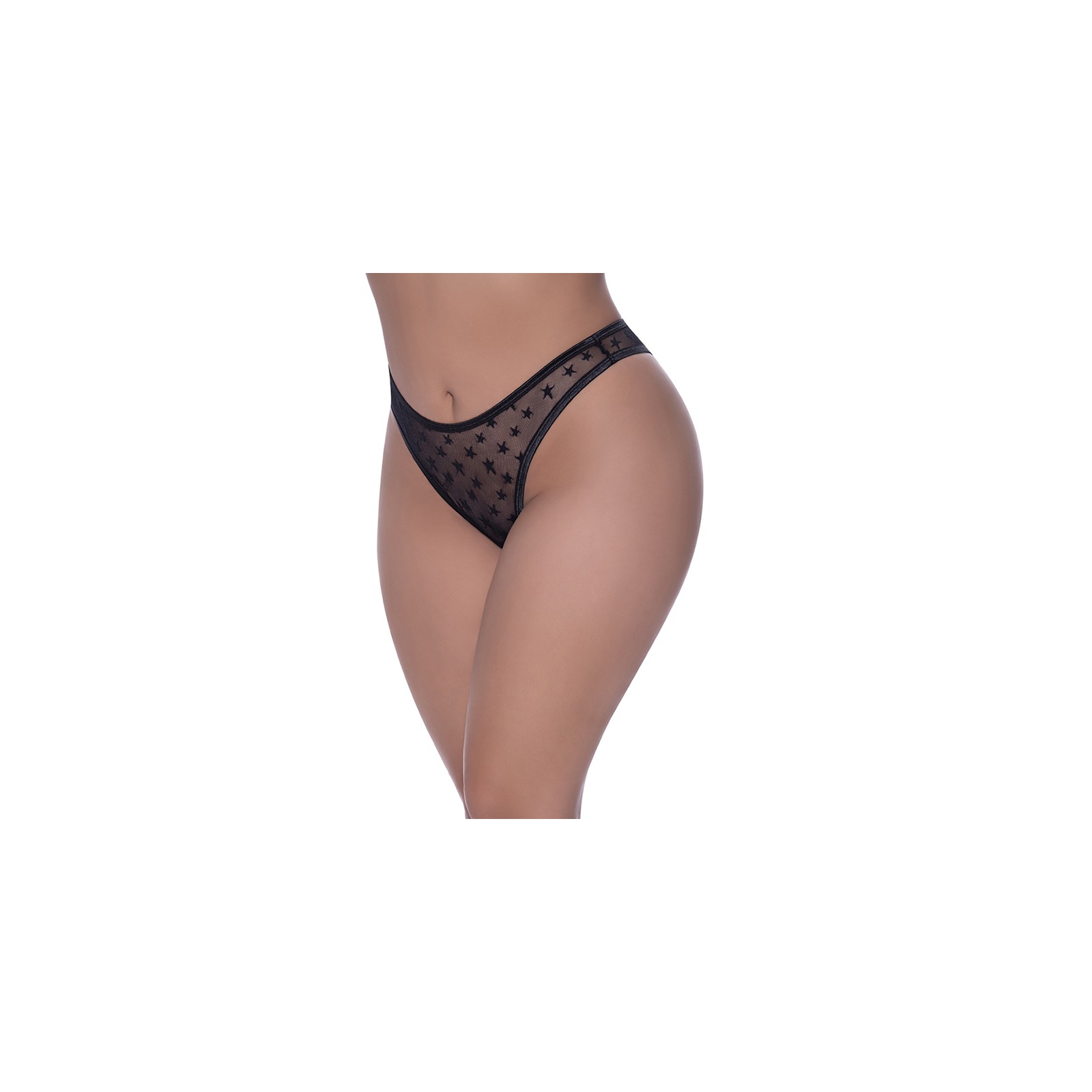 Tanga Alto Con Estrellas Magic Silk Love Negro Talla Reina