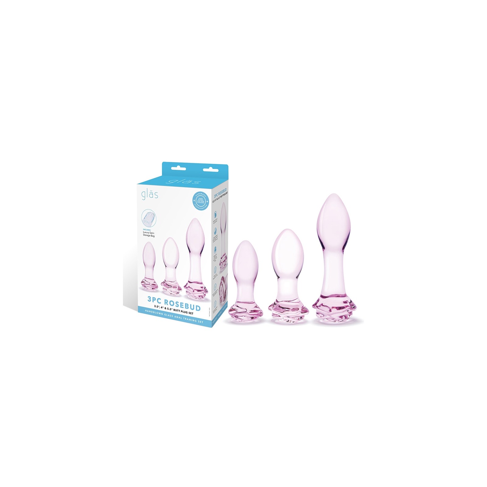 Glas Rosebud 3-Piece Glass Anal Plug Set