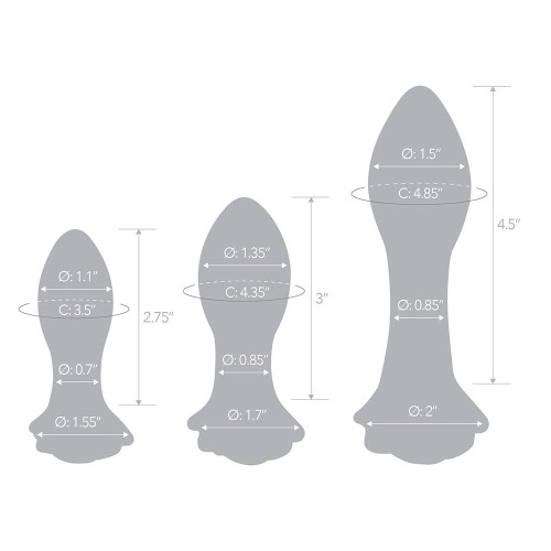 Juego de 3 Plug de Vidrio Rosebud