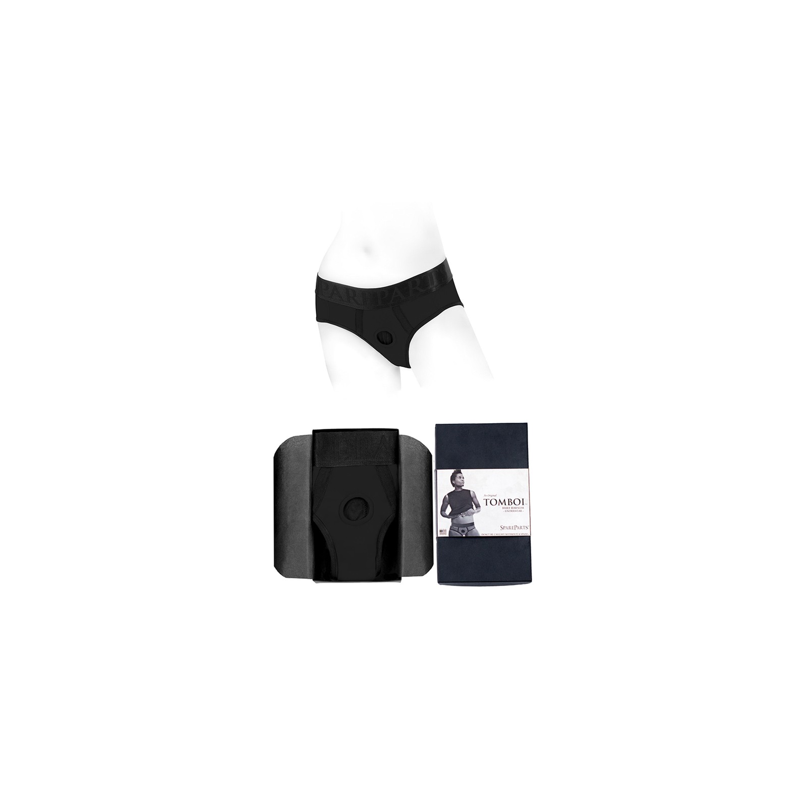 Arnés de Braguitas de Nylon SpareParts Tomboi Negro Talla 4XL - Ropa de Placer Suprema