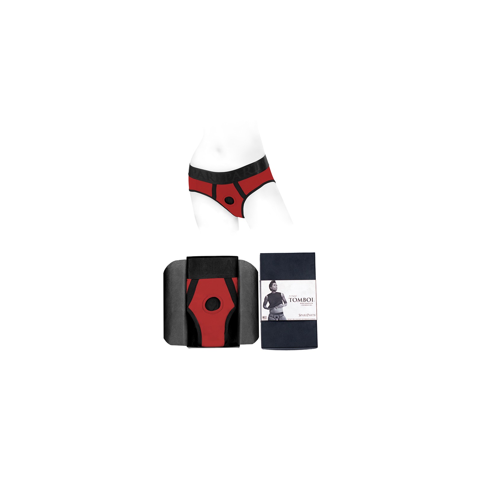 SpareParts Tomboi Nylon Briefs Harness Red/Black 2XL