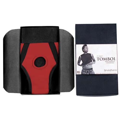 Arnés de Bragas de Nylon Tomboi Rojo/Negro 2XL