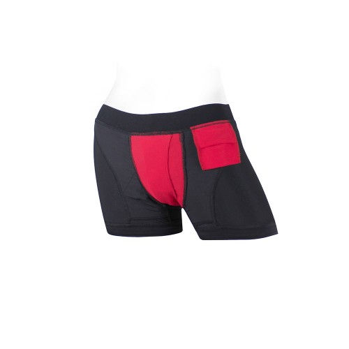 SpareParts Tomboii Calzoncillos de Nylon con Arnés Negro/Rojo Talla 3XL