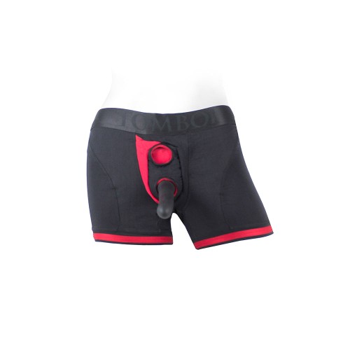 SpareParts Tomboii Calzoncillos de Nylon con Arnés Negro/Rojo Talla 3XL