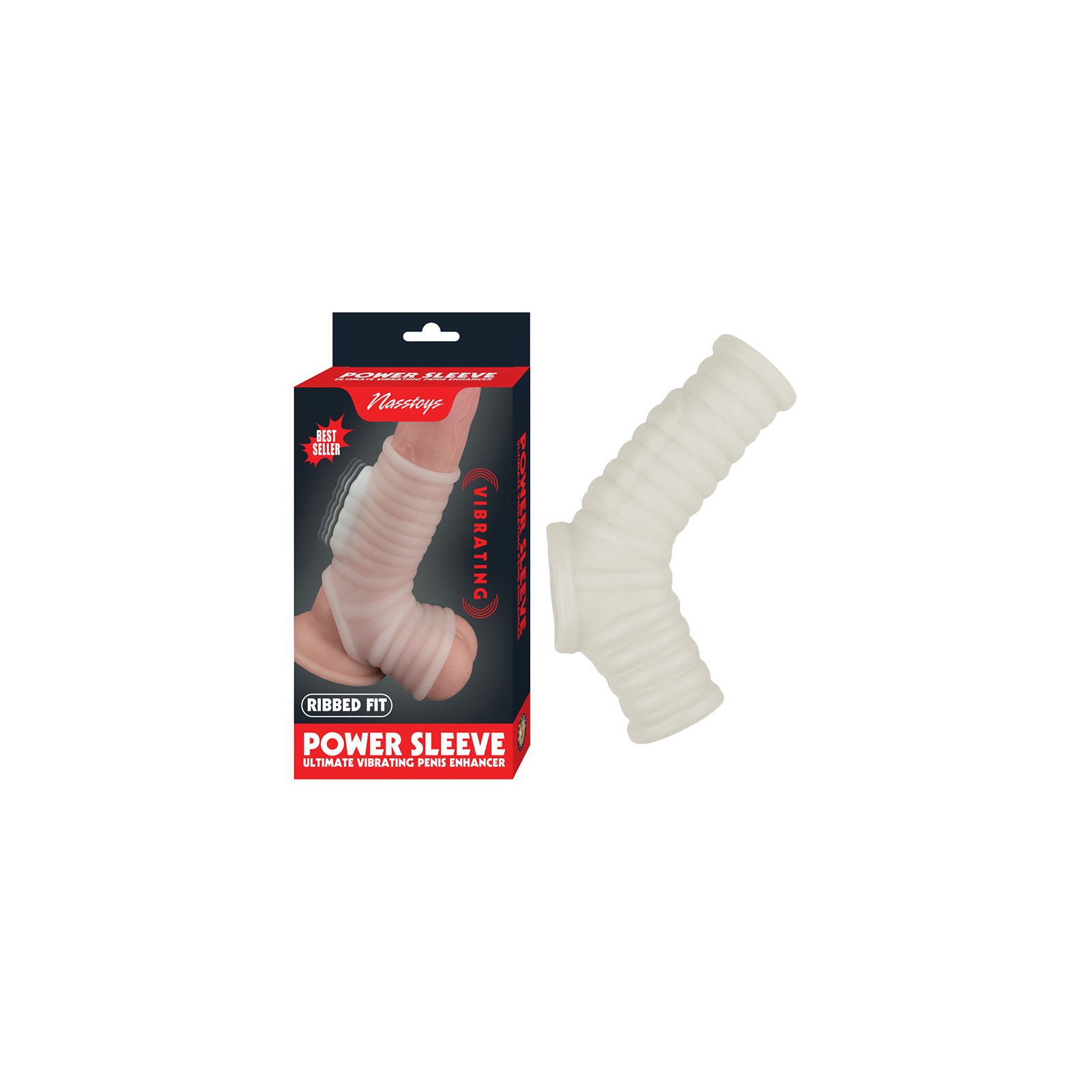 Nasstoys Power Sleeve Ribbed Vibrating Enhancer White