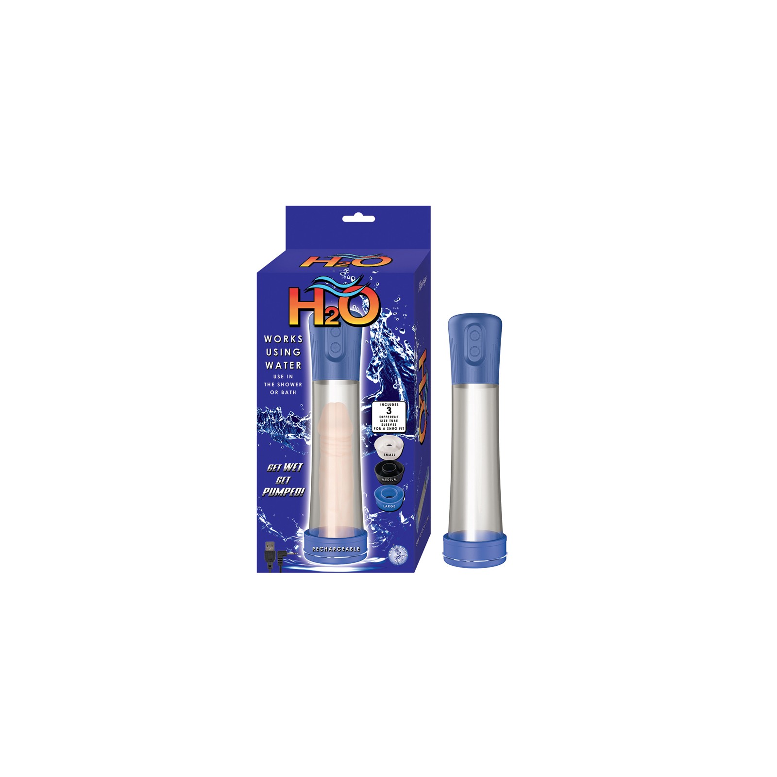 Rechargeable H2O Penis Pump Blue by Nasstoys