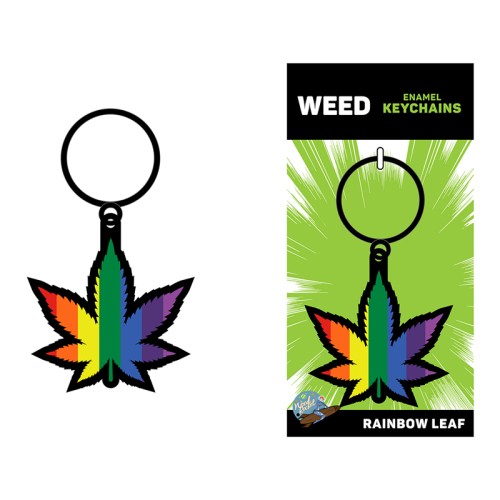 Rainbow Leaf Cannabis Keychain Accessory